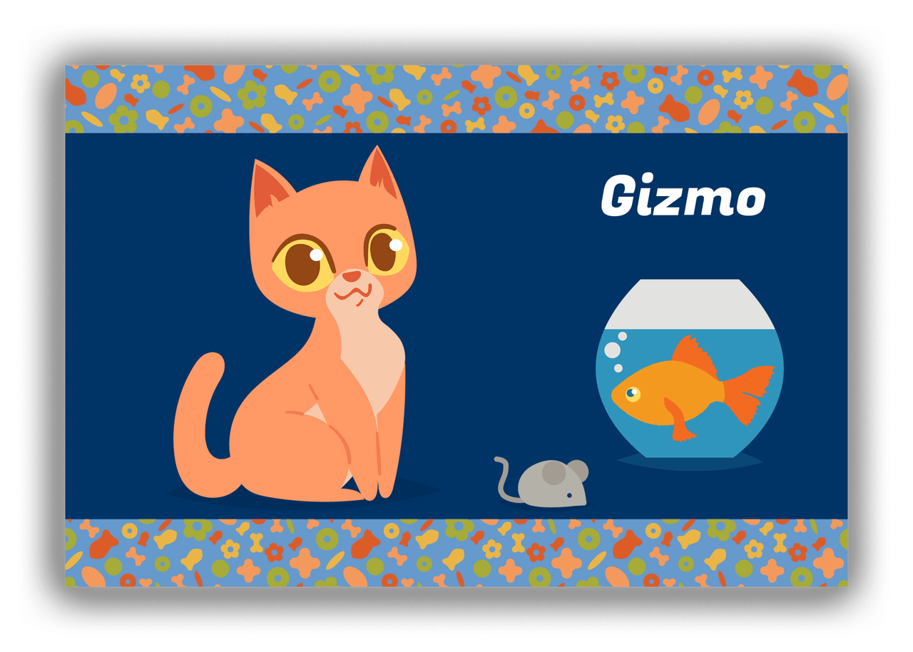 Personalized Cats Canvas Wrap & Photo Print VII - Blue Background - Cat VII - Front View