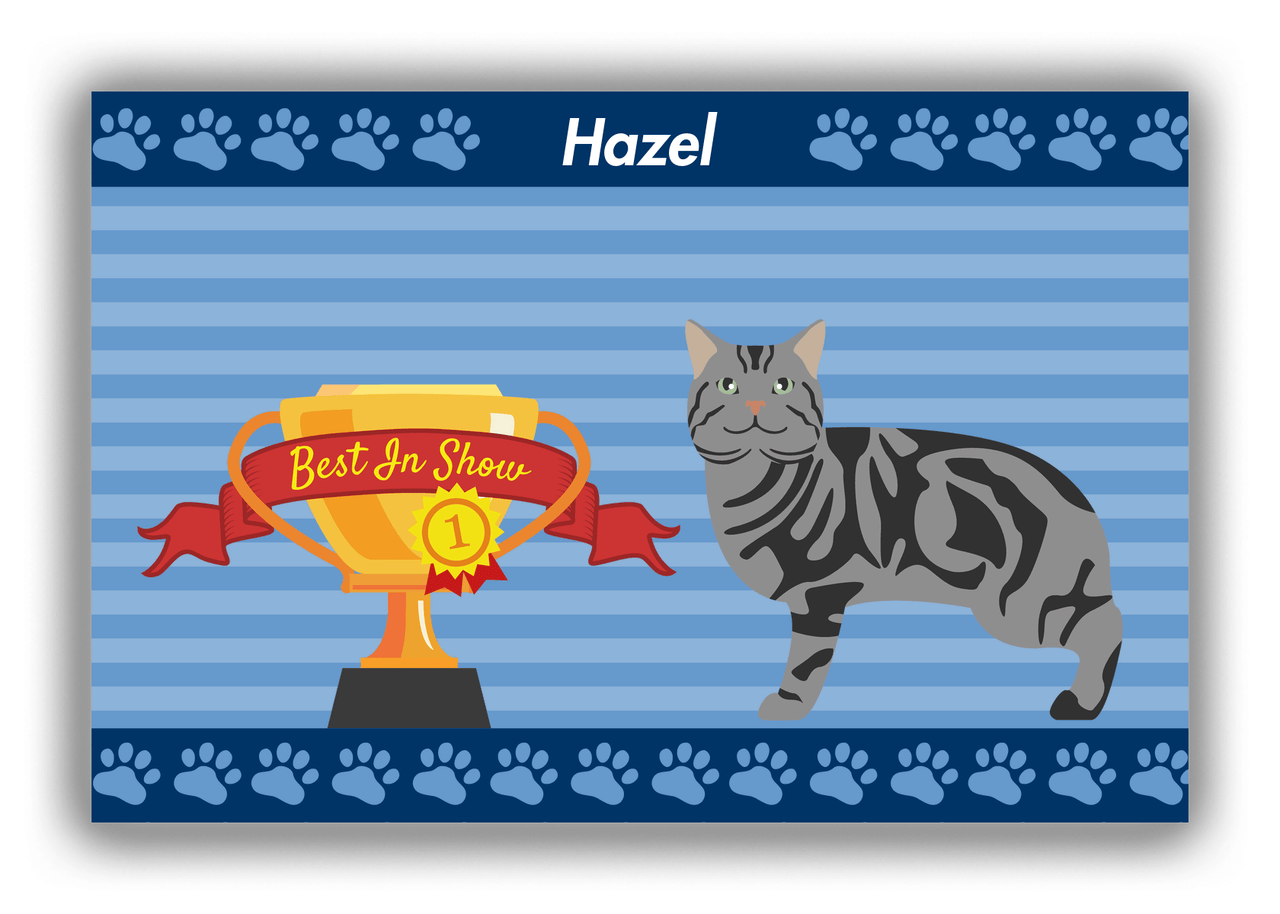 Personalized Cats Canvas Wrap & Photo Print VIII - Blue Background - Cat V - Front View