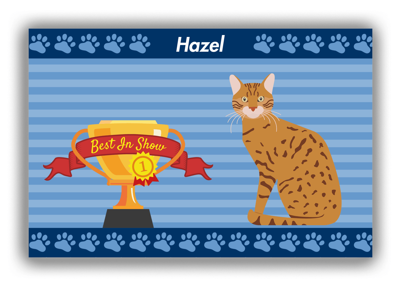 Personalized Cats Canvas Wrap & Photo Print VIII - Blue Background - Cat VIII - Front View