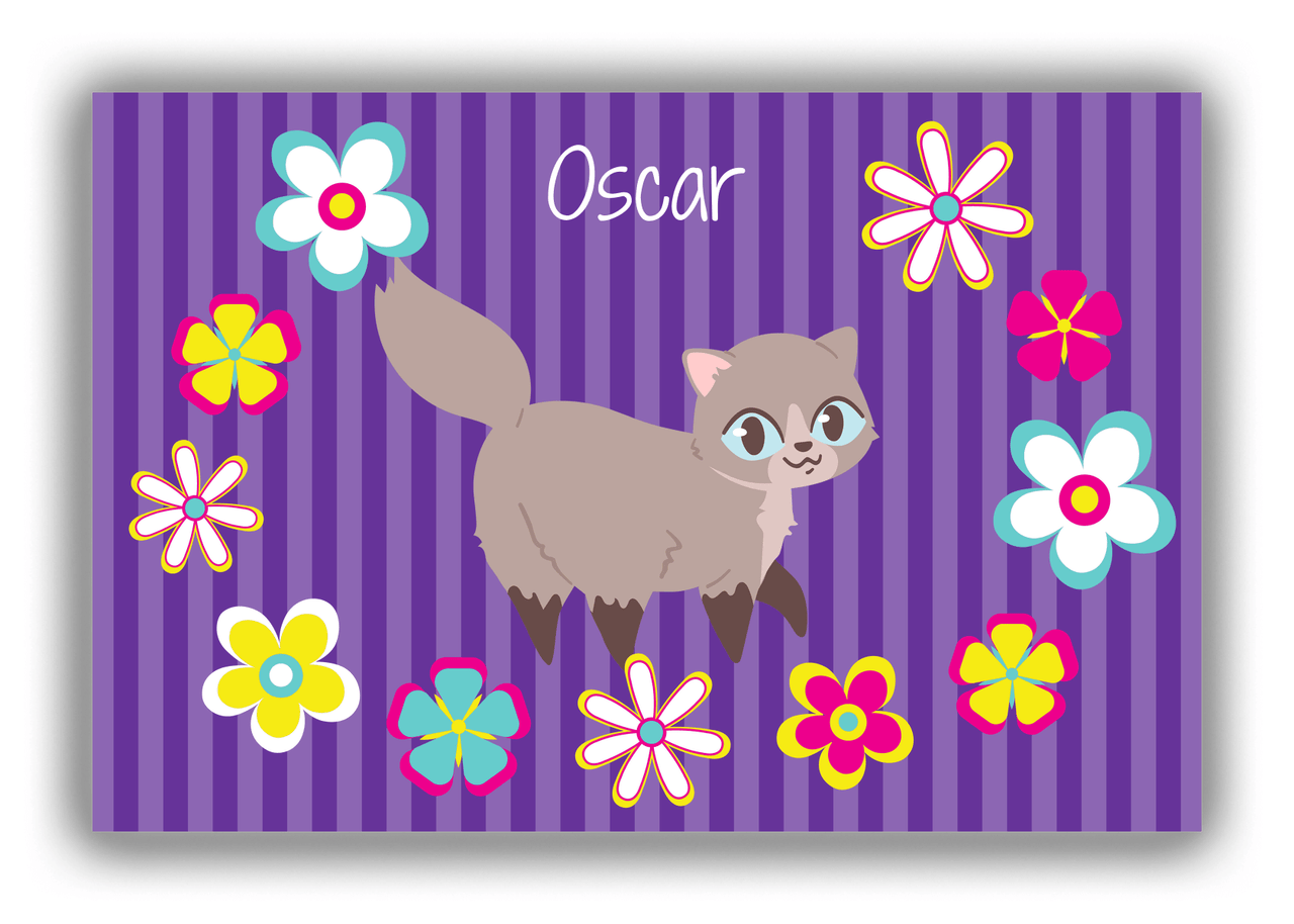 Personalized Cats Canvas Wrap & Photo Print XII - Purple Background - Cat III - Front View