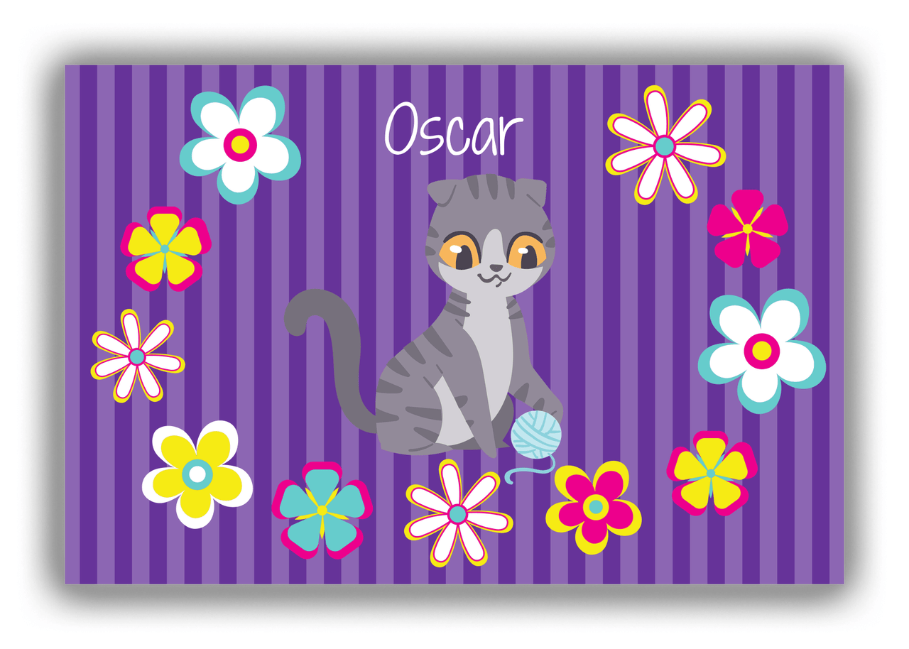 Personalized Cats Canvas Wrap & Photo Print XII - Purple Background - Cat IV - Front View