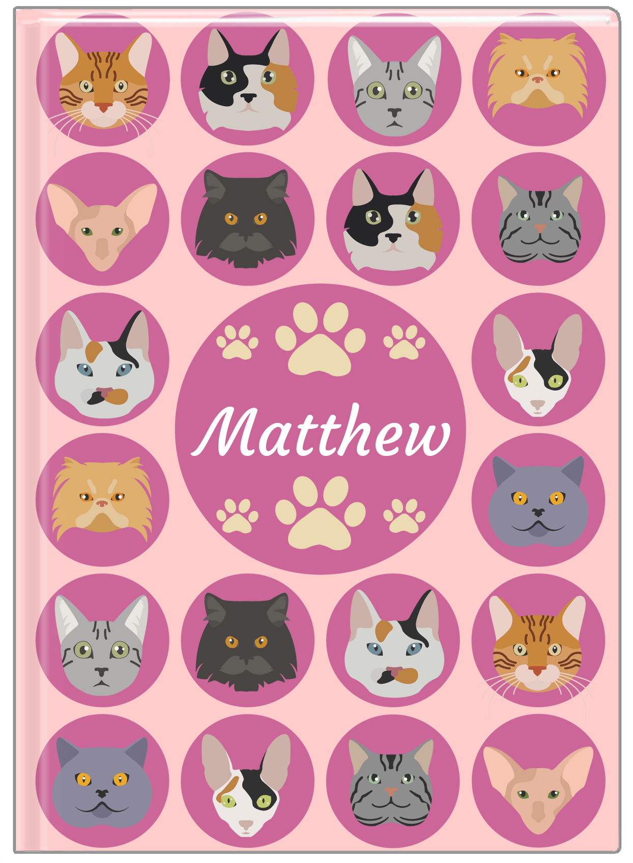 Personalized Cats Journal I - Pink Background - Front View