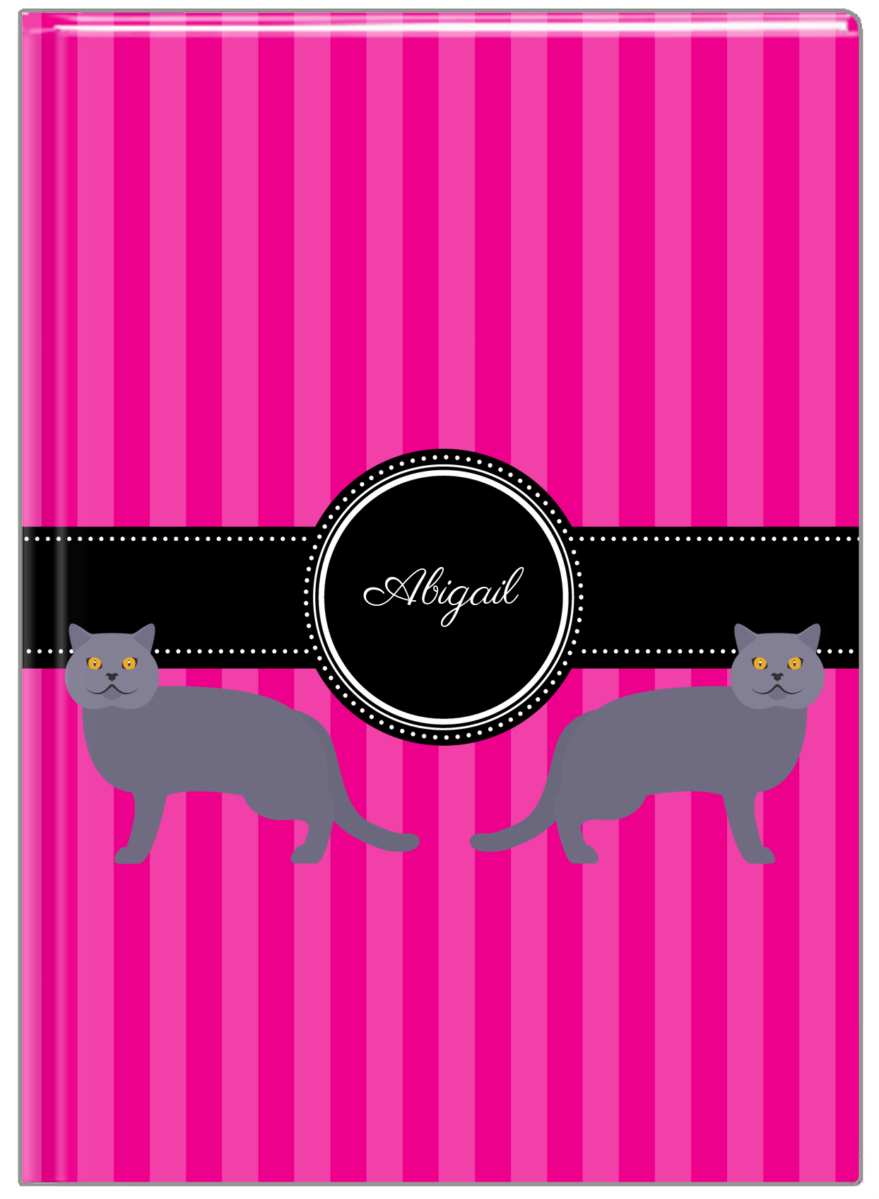 Personalized Cats Journal II - Pink Background - Cat X - Front View