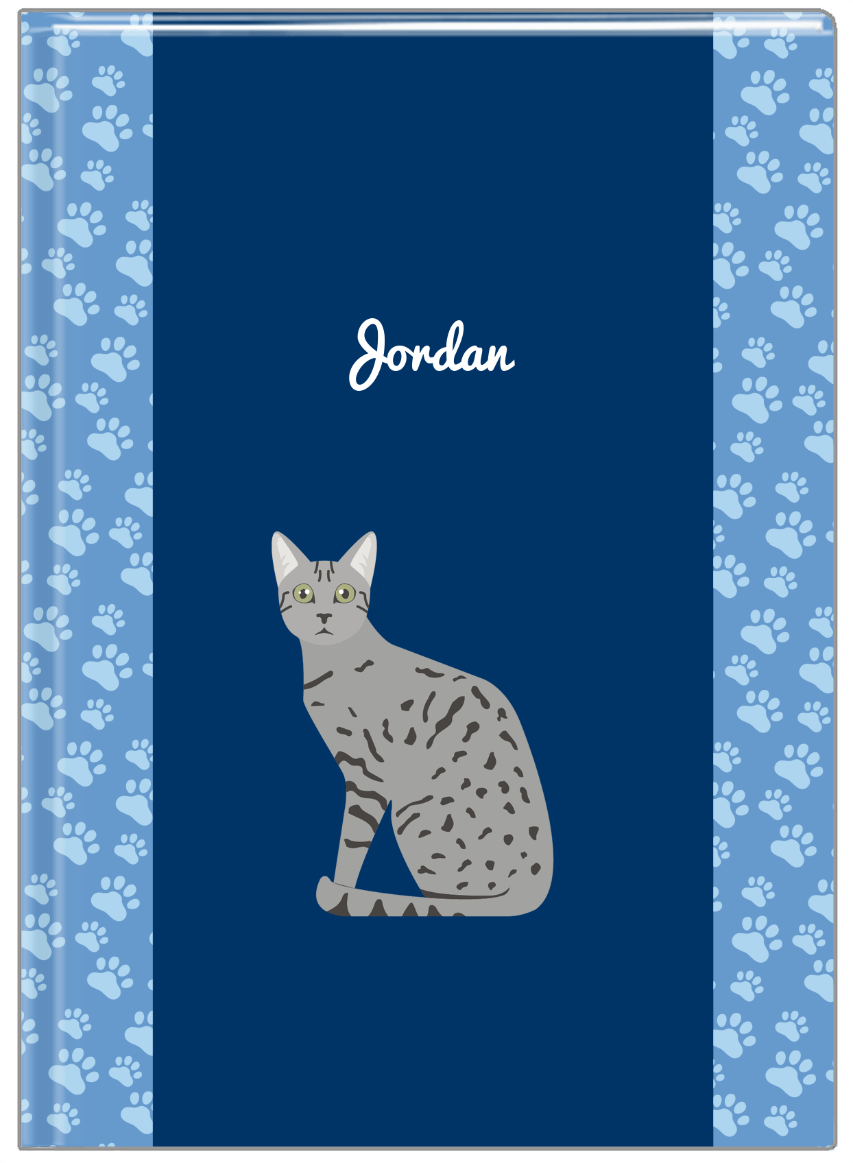 Personalized Cats Journal IV - Blue Background - Cat III - Front View