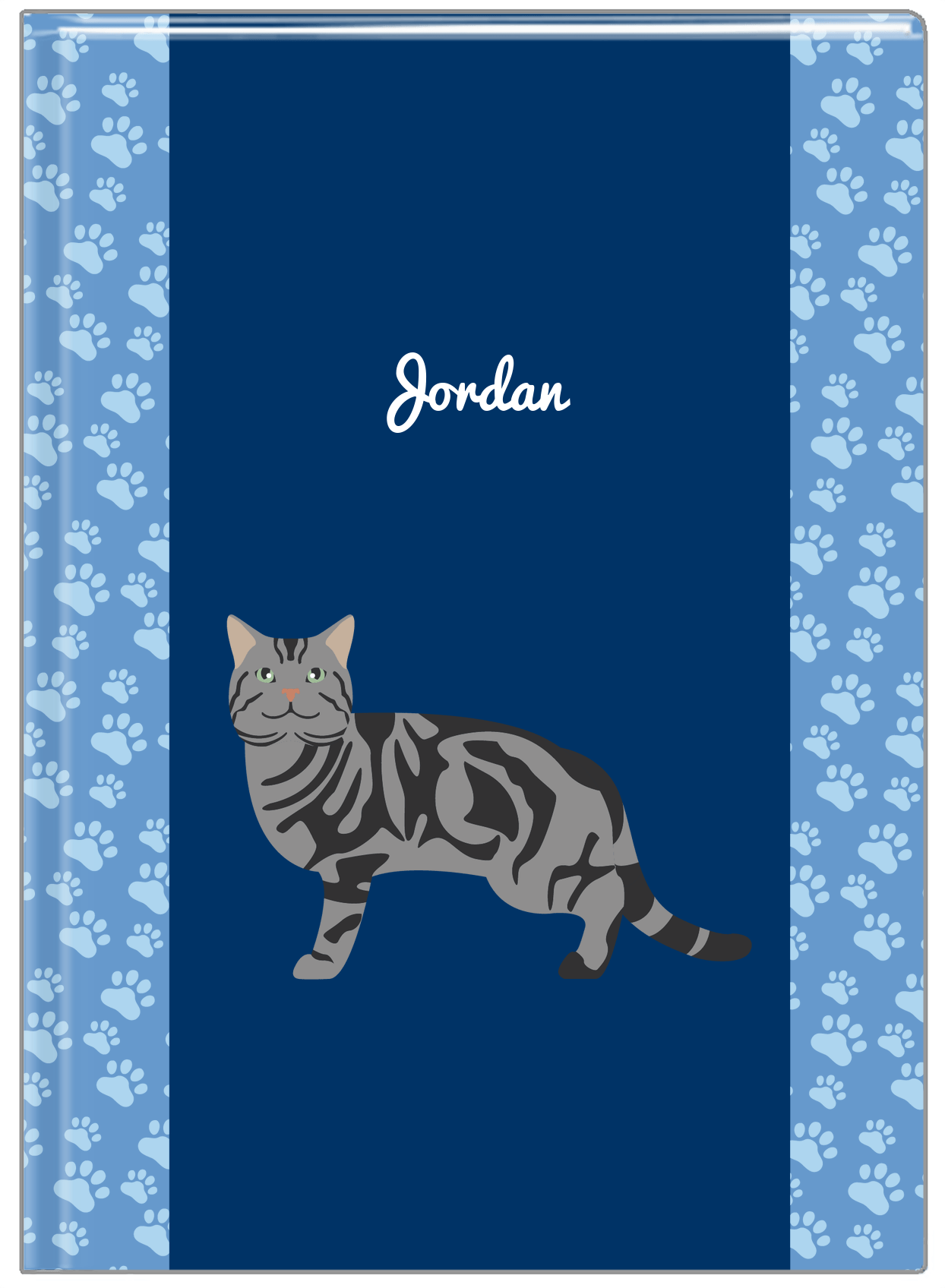 Personalized Cats Journal IV - Blue Background - Cat V - Front View