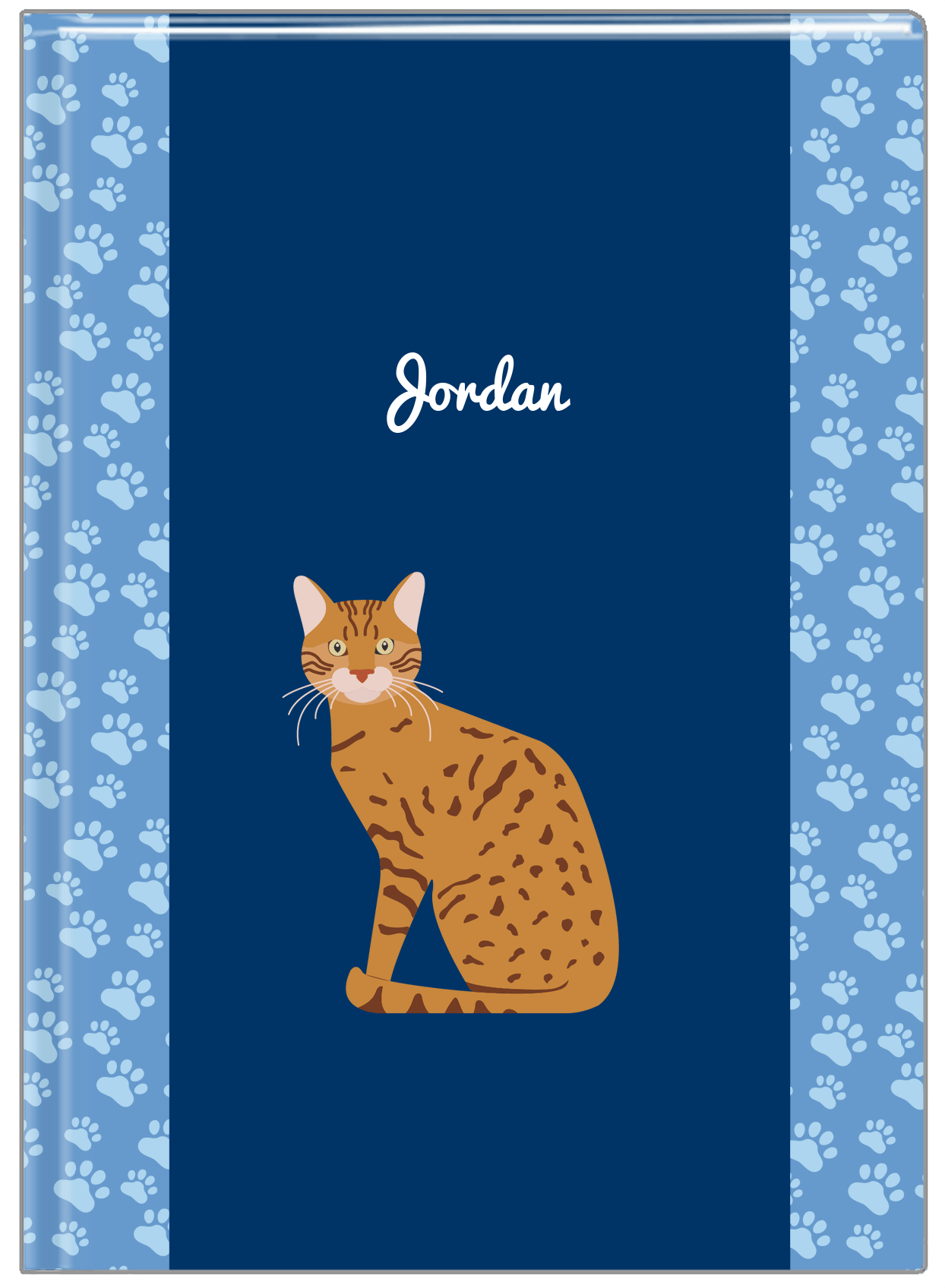 Personalized Cats Journal IV - Blue Background - Cat VIII - Front View