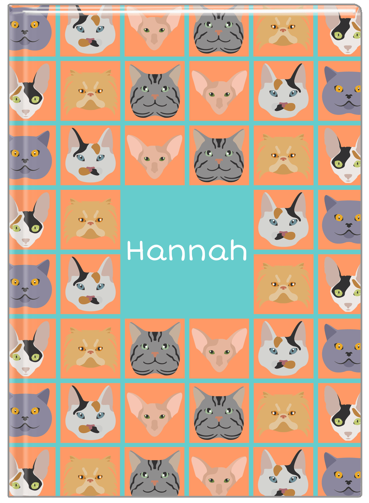 Personalized Cats Journal V - Teal Background - Front View