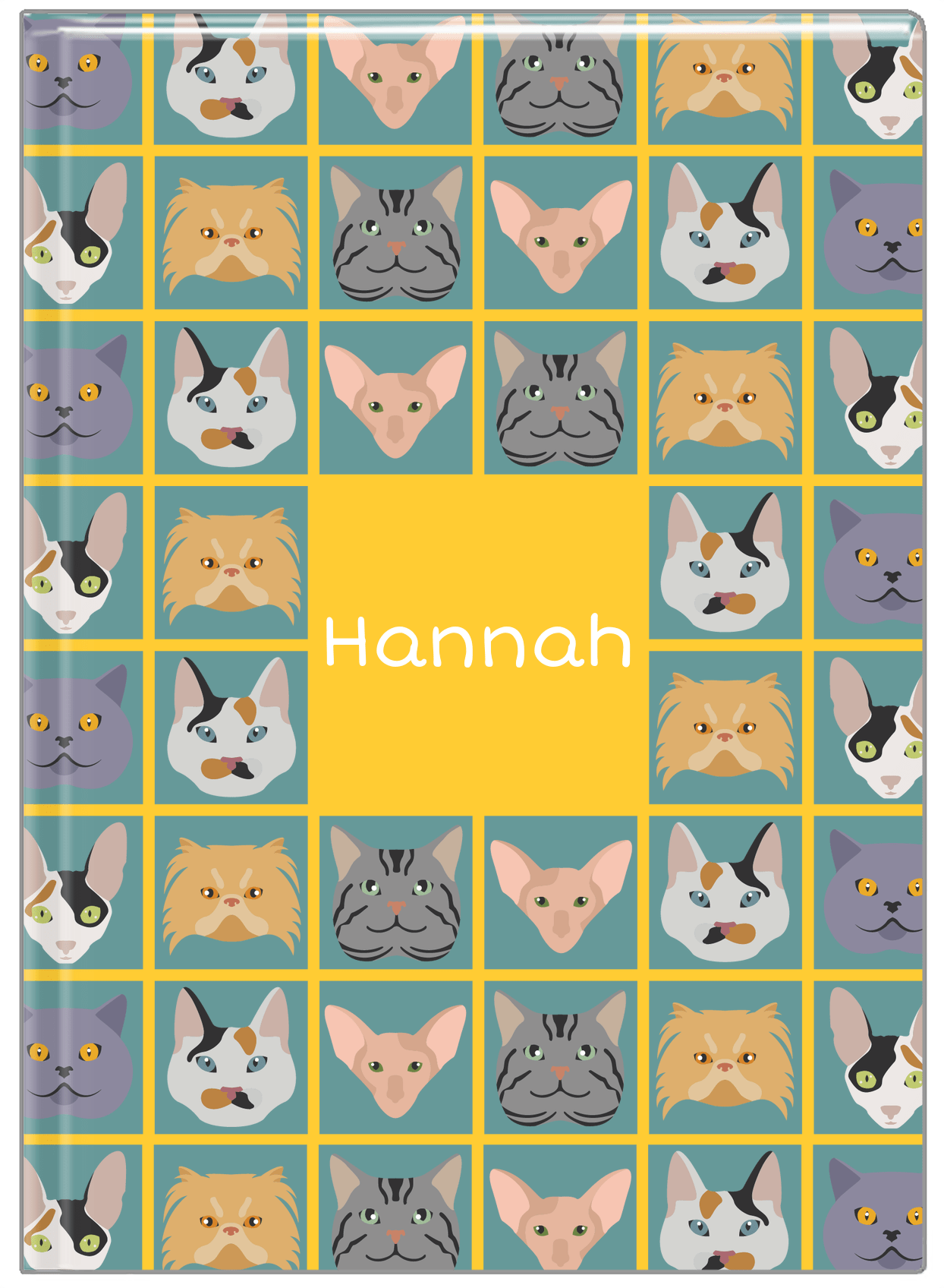 Personalized Cats Journal V - Yellow Background - Front View