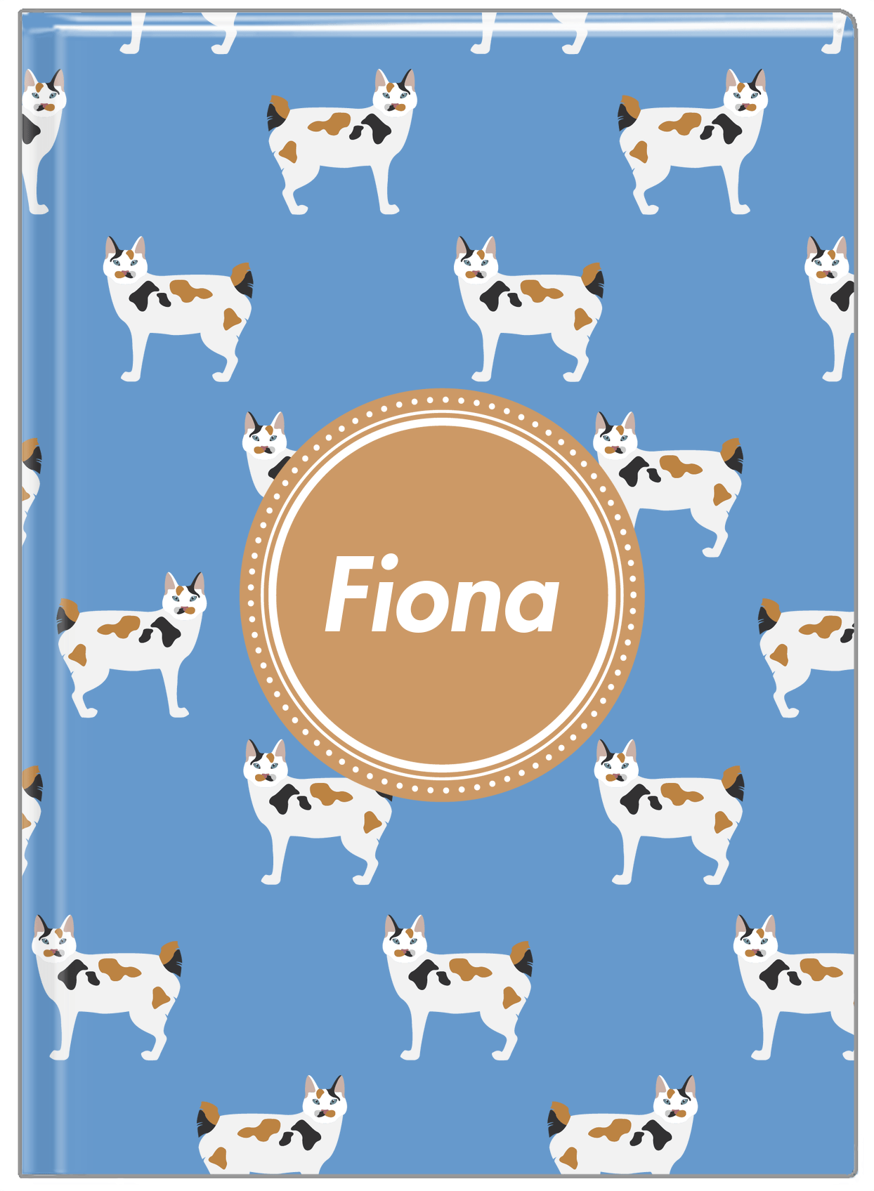 Personalized Cats Journal VI - Blue Background - Cat I - Front View