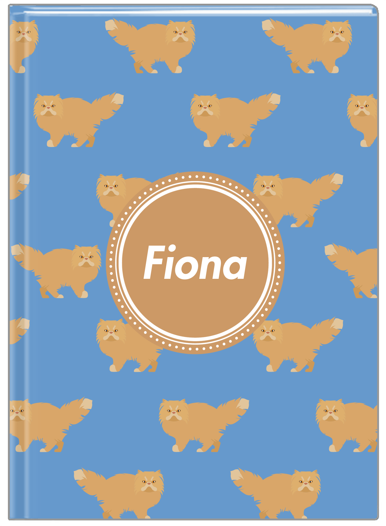 Personalized Cats Journal VI - Blue Background - Cat II - Front View