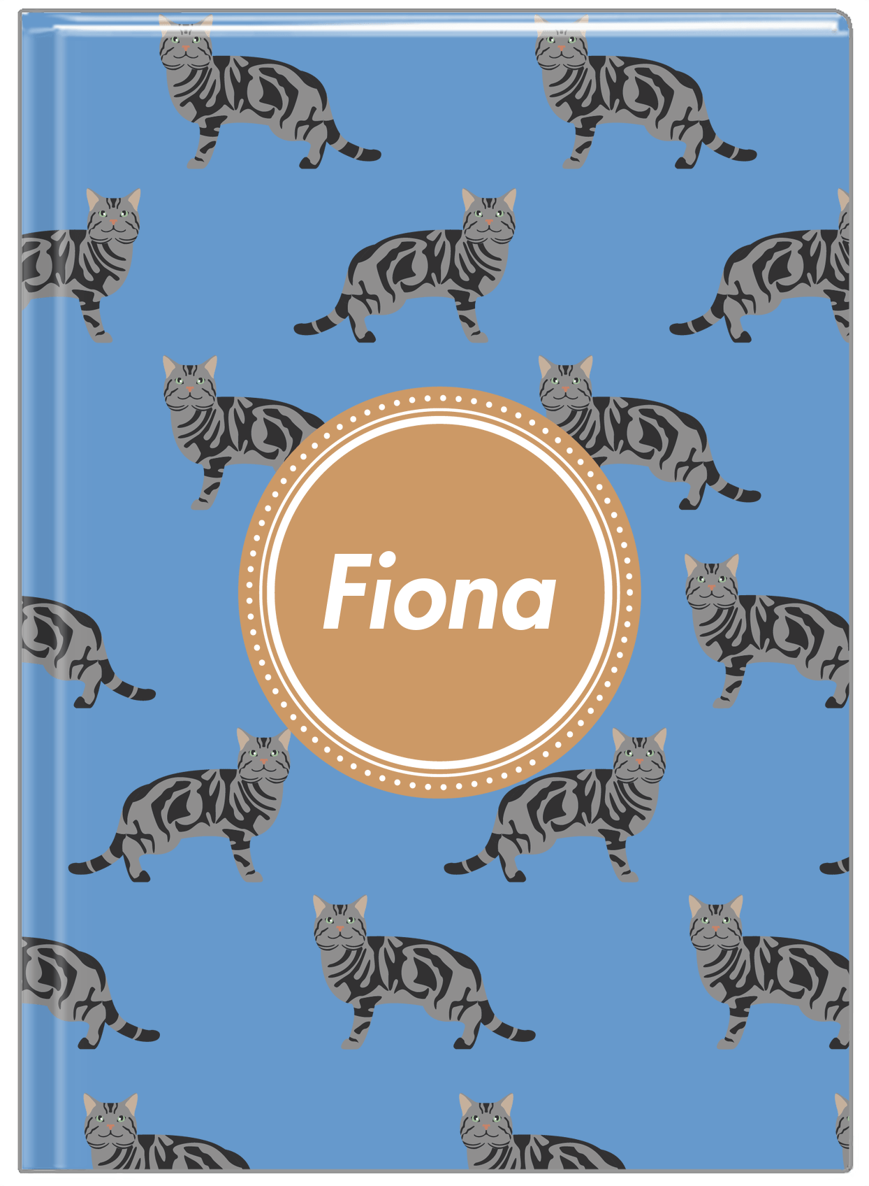 Personalized Cats Journal VI - Blue Background - Cat V - Front View
