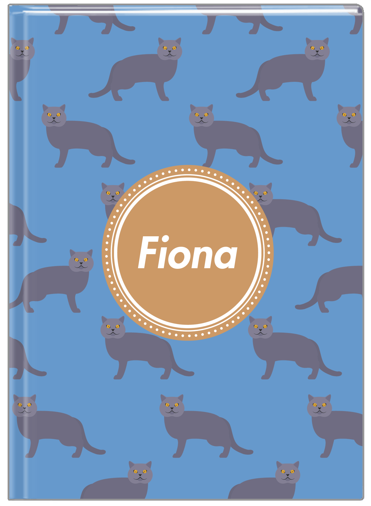 Personalized Cats Journal VI - Blue Background - Cat X - Front View