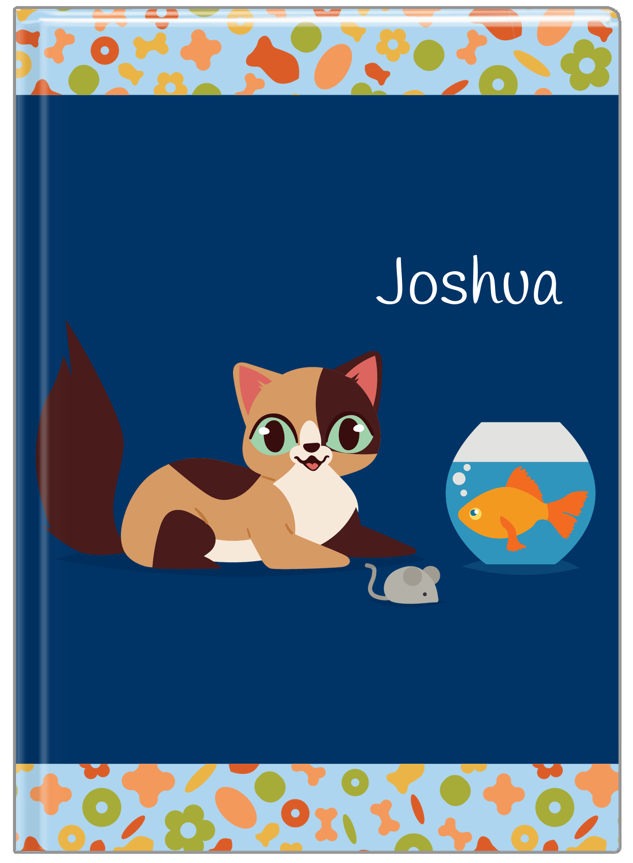 Personalized Cats Journal VII - Blue Background - Cat I - Front View