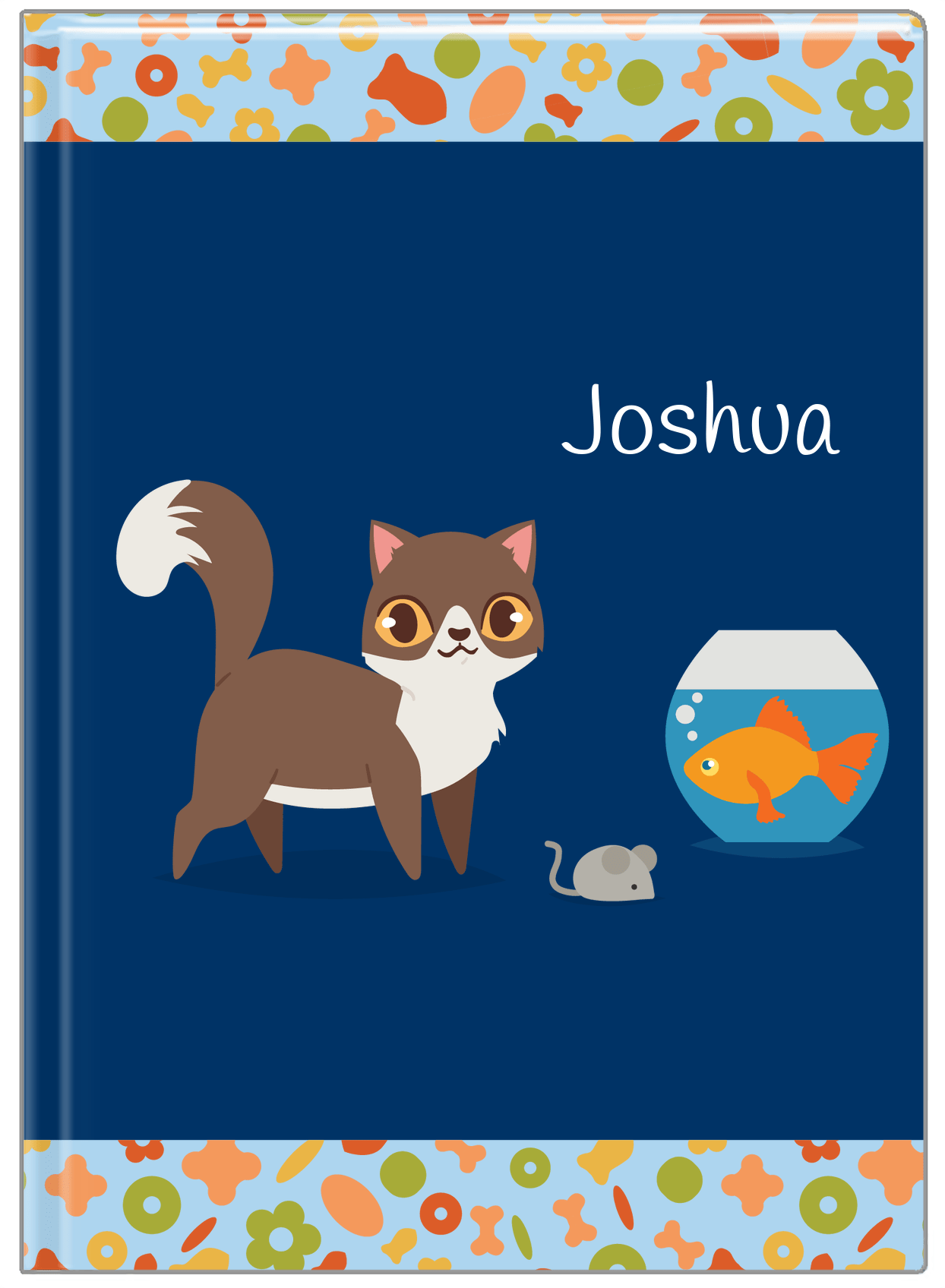 Personalized Cats Journal VII - Blue Background - Cat II - Front View
