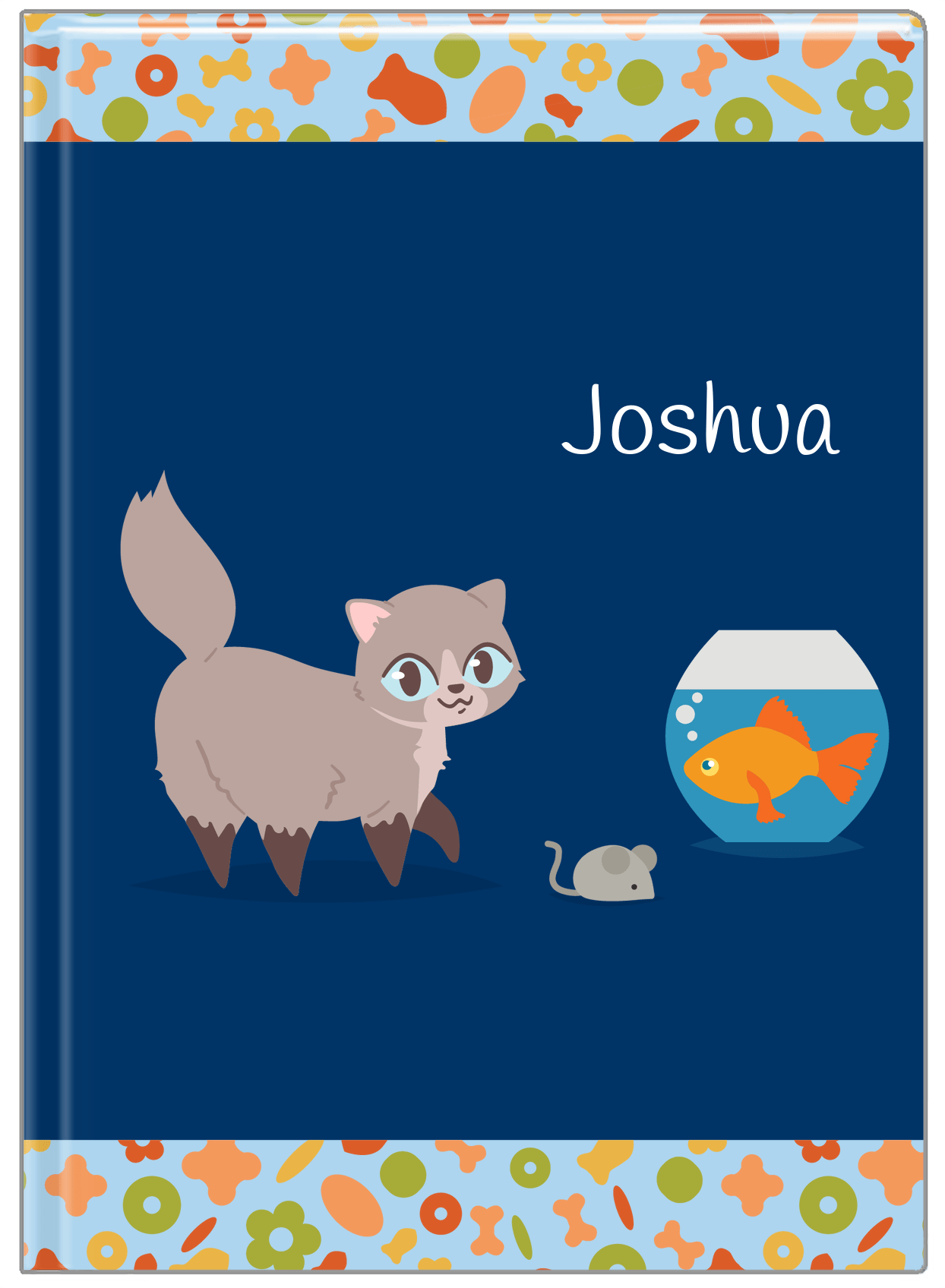 Personalized Cats Journal VII - Blue Background - Cat III - Front View