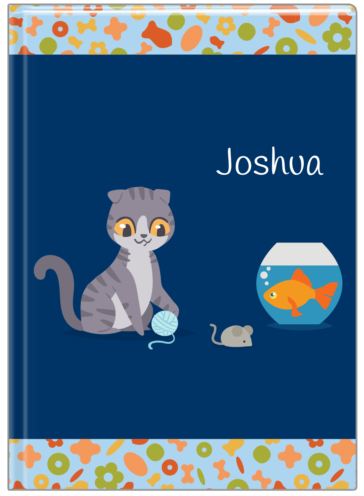 Personalized Cats Journal VII - Blue Background - Cat IV - Front View