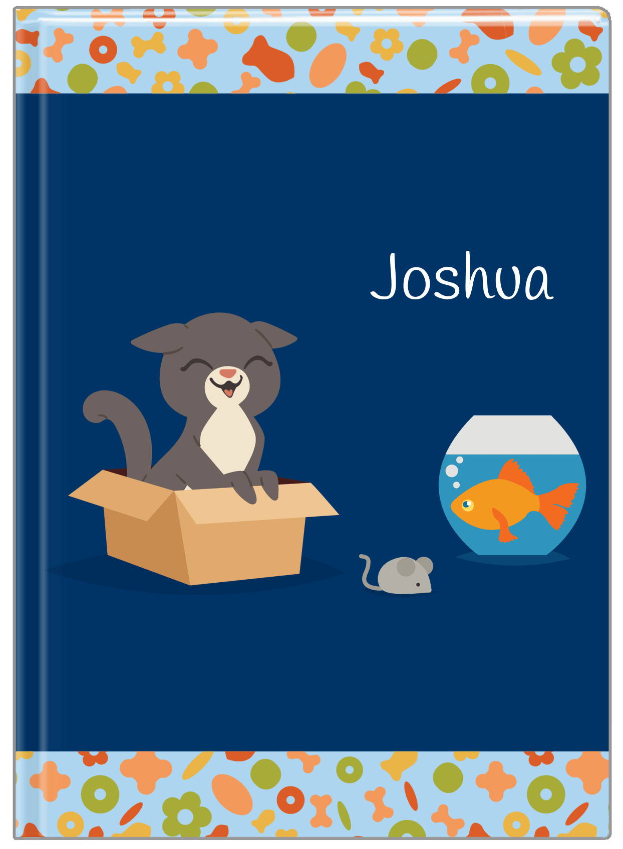 Personalized Cats Journal VII - Blue Background - Cat V - Front View