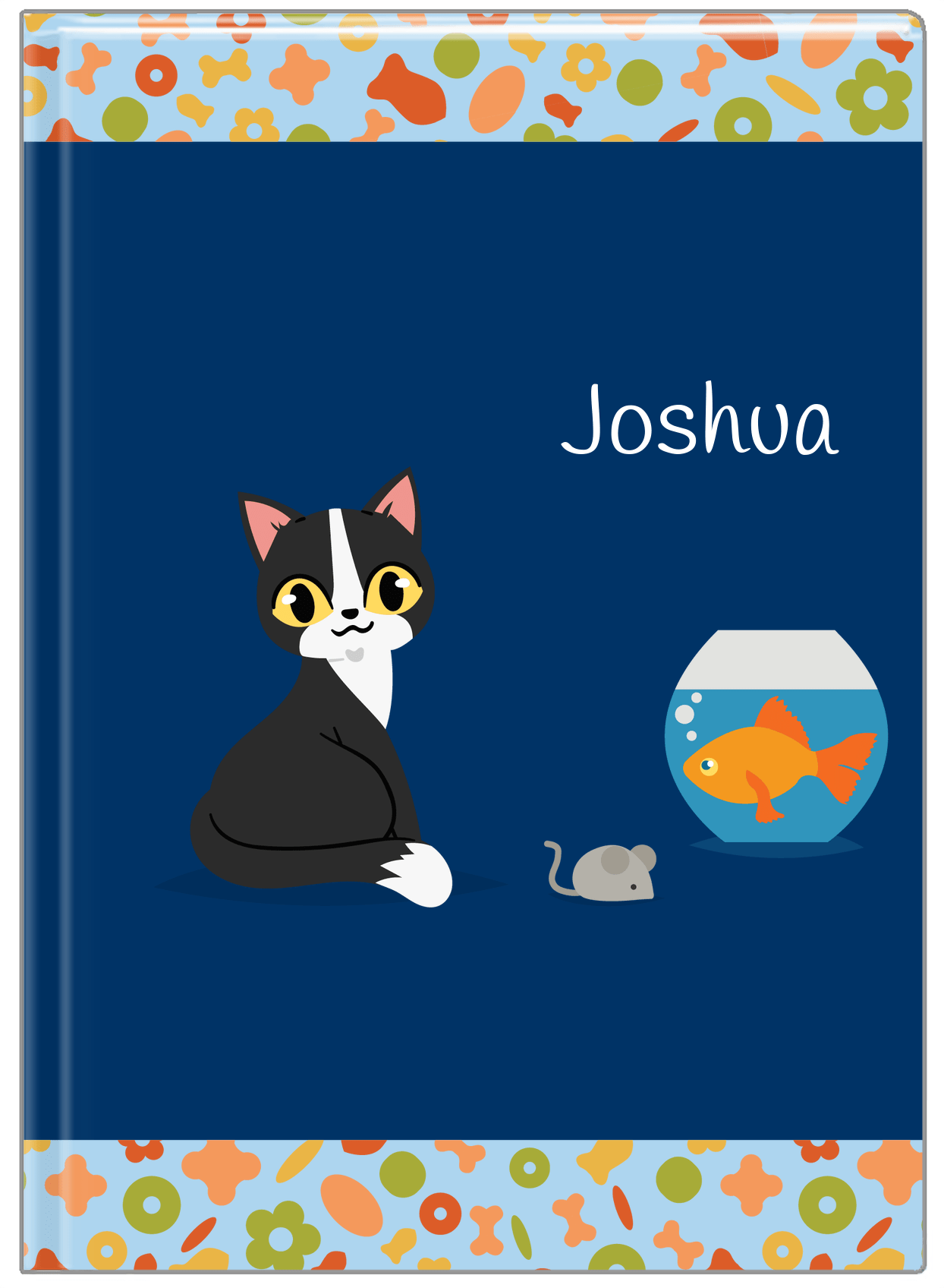 Personalized Cats Journal VII - Blue Background - Cat IX - Front View