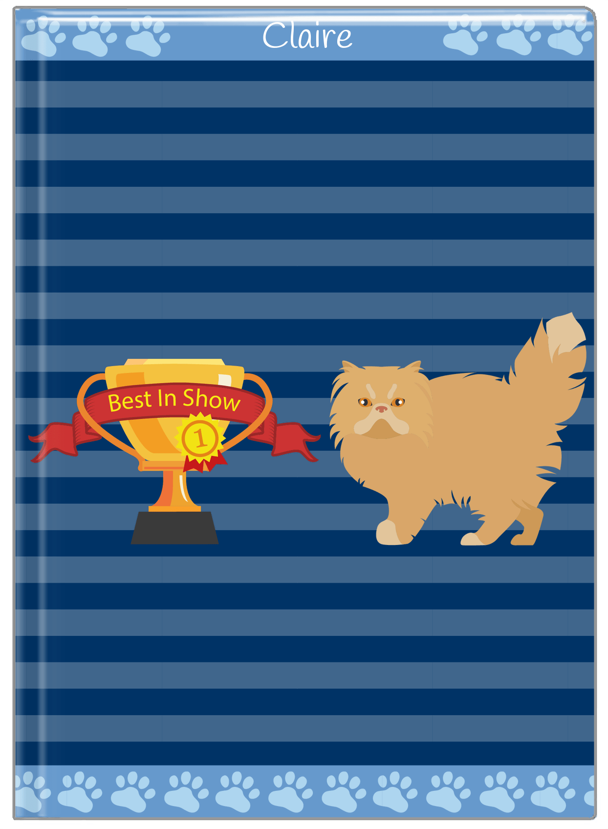 Personalized Cats Journal VIII - Blue Background - Cat II - Front View