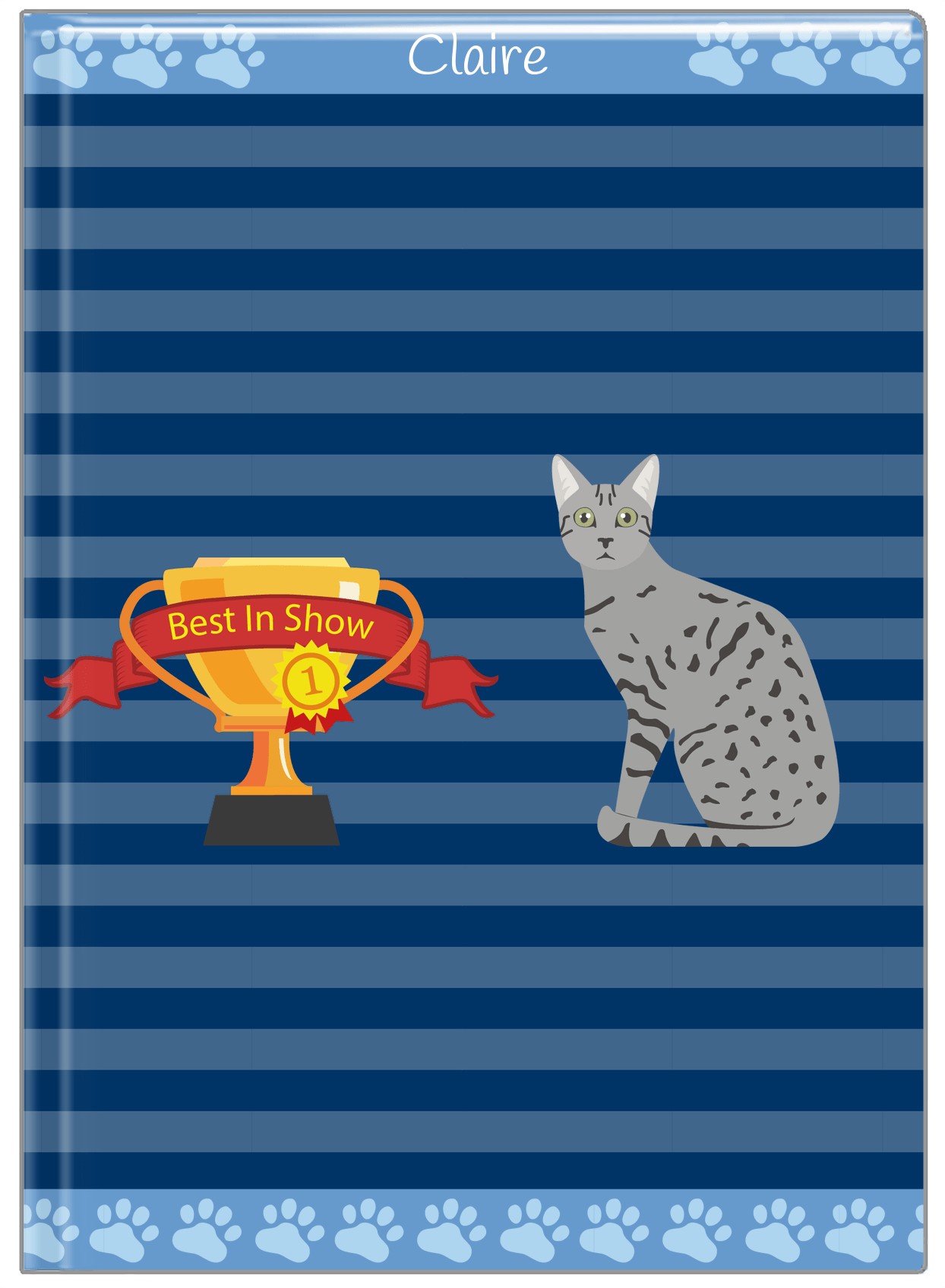 Personalized Cats Journal VIII - Blue Background - Cat III - Front View