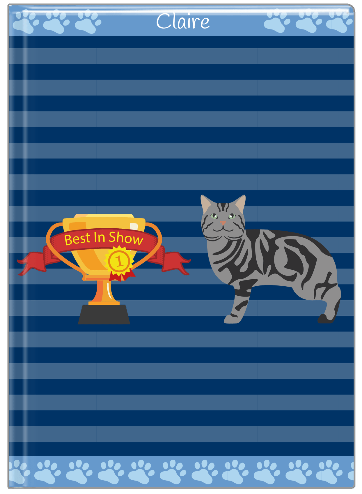 Personalized Cats Journal VIII - Blue Background - Cat V - Front View