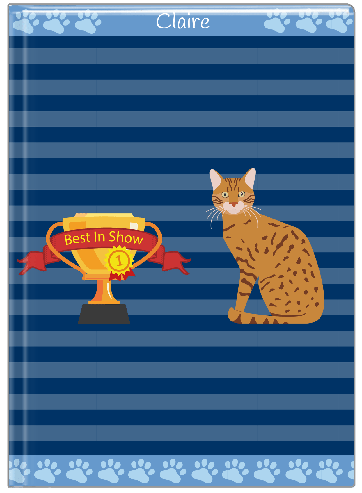 Personalized Cats Journal VIII - Blue Background - Cat VIII - Front View