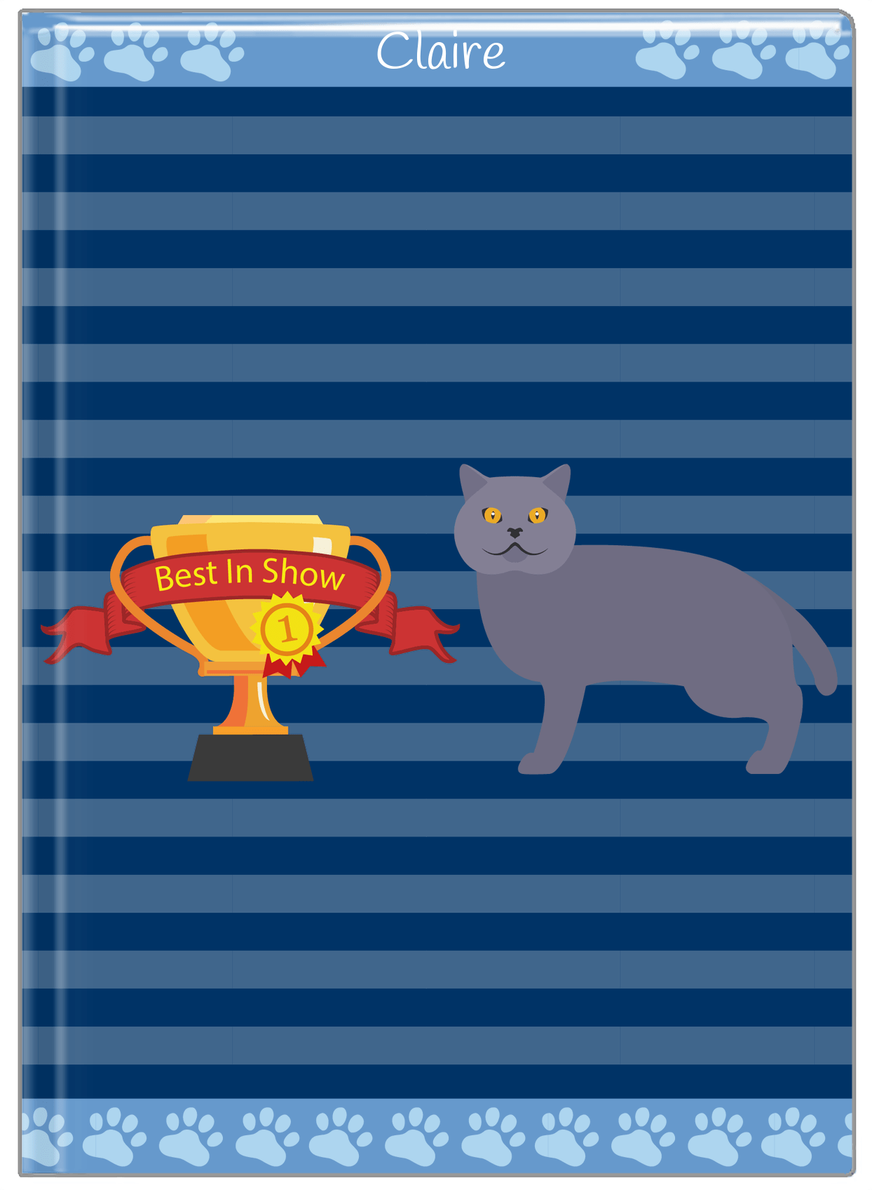 Personalized Cats Journal VIII - Blue Background - Cat X - Front View