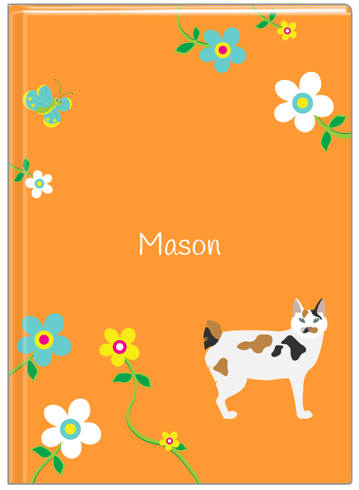 Personalized Cats Journal IX - Orange Background - Cat I - Front View