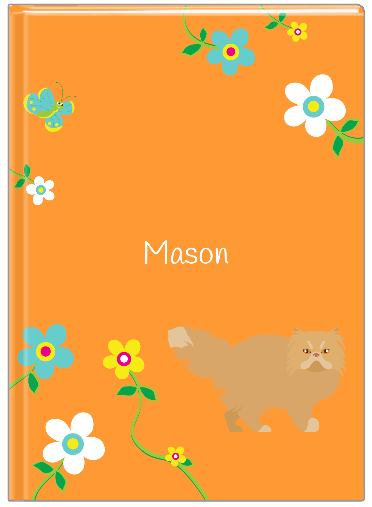 Personalized Cats Journal IX - Orange Background - Cat II - Front View