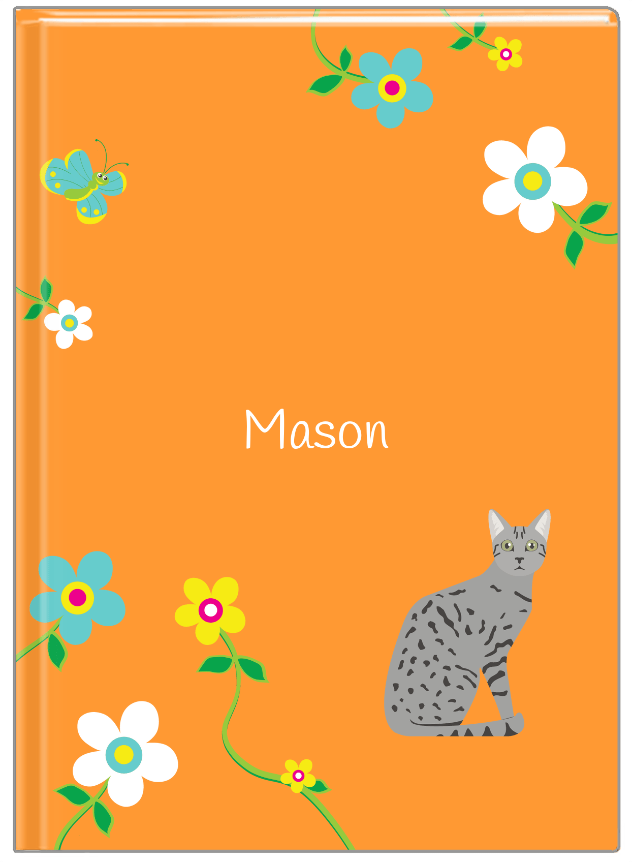 Personalized Cats Journal IX - Orange Background - Cat III - Front View