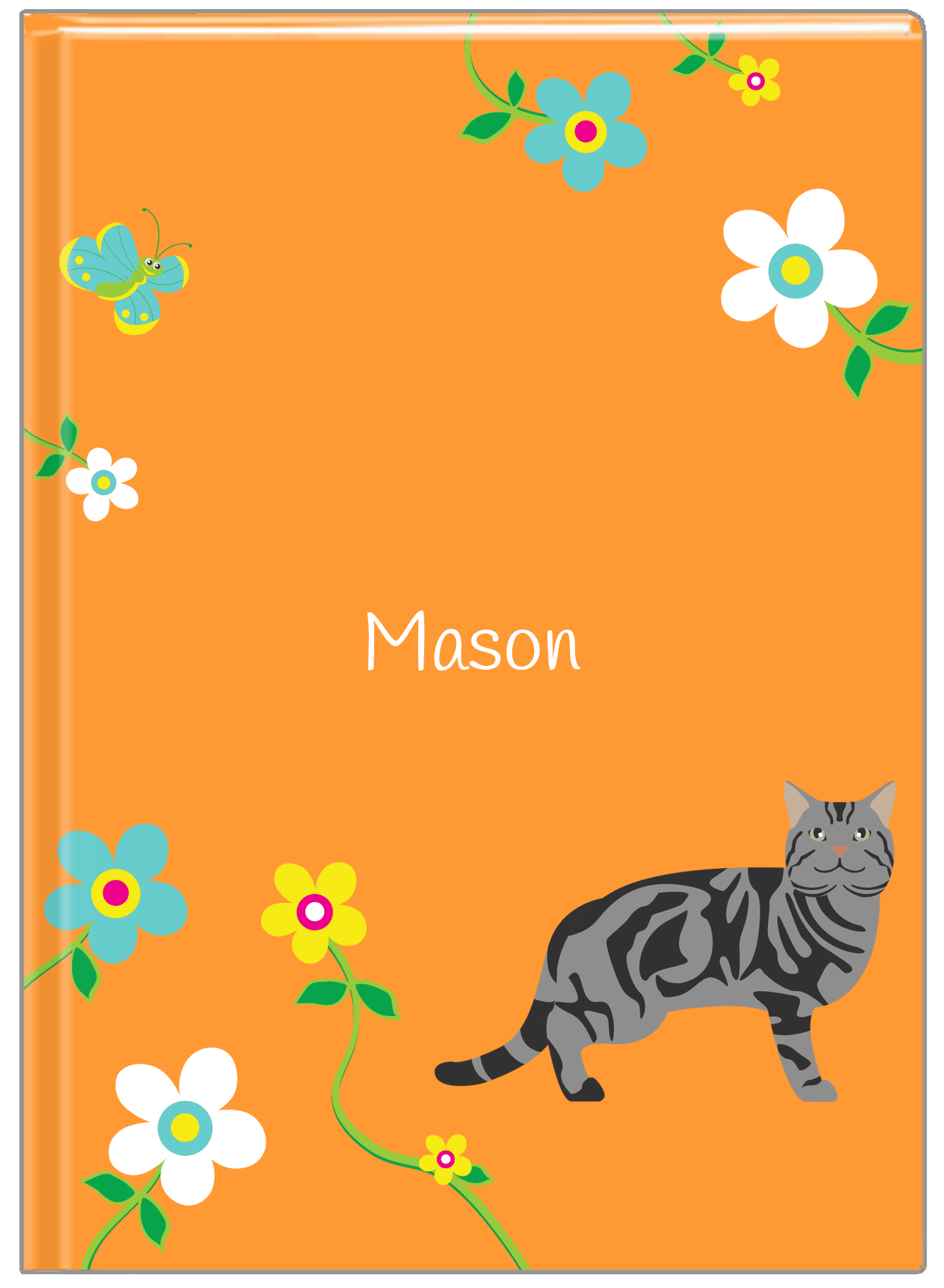 Personalized Cats Journal IX - Orange Background - Cat V - Front View