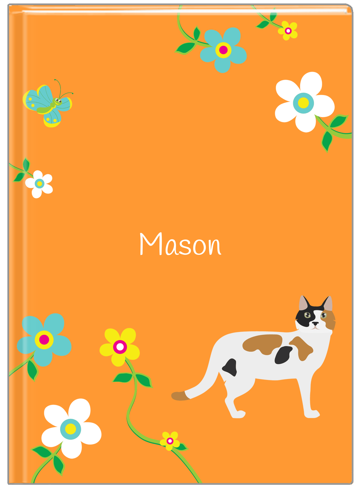 Personalized Cats Journal IX - Orange Background - Cat VII - Front View