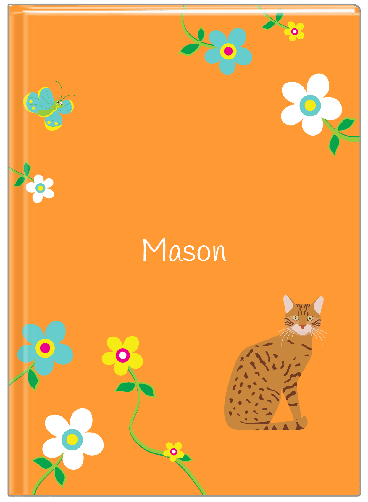 Personalized Cats Journal IX - Orange Background - Cat VIII - Front View