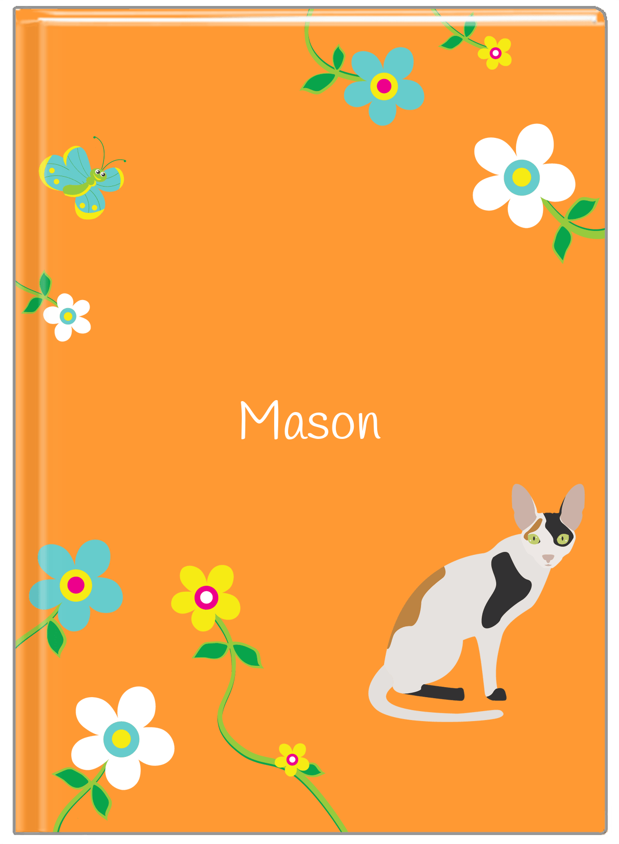 Personalized Cats Journal IX - Orange Background - Cat IX - Front View