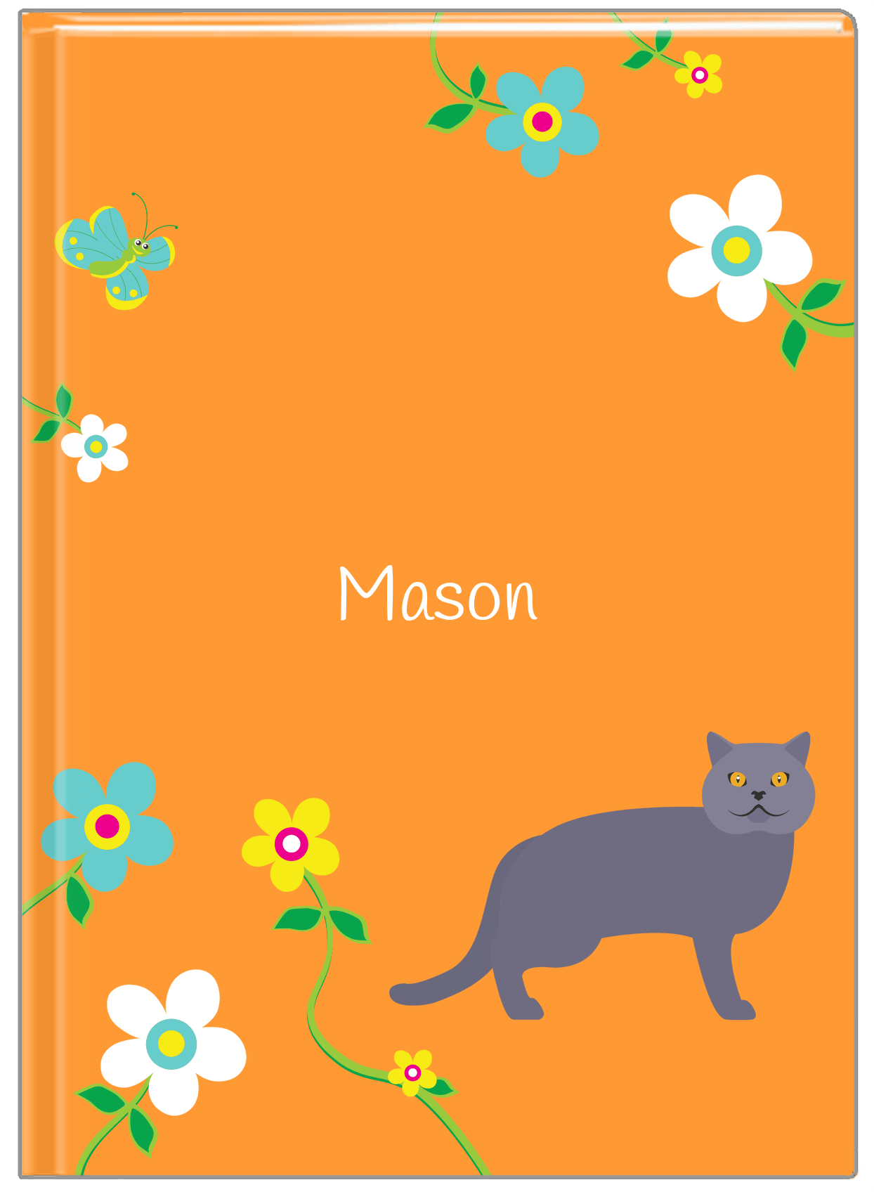 Personalized Cats Journal IX - Orange Background - Cat X - Front View