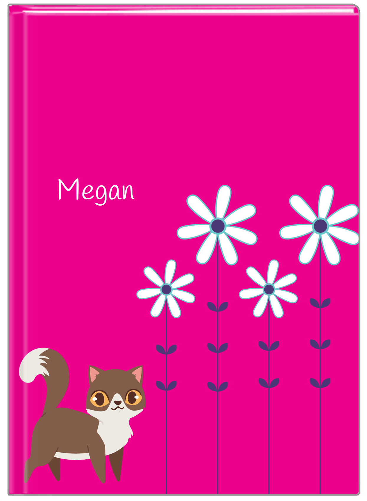 Personalized Cats Journal X - Pink Background - Cat II - Front View