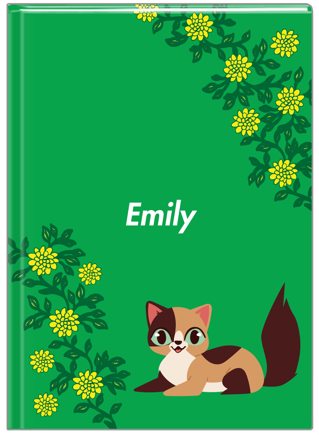 Personalized Cats Journal XI - Green Background - Cat I - Front View