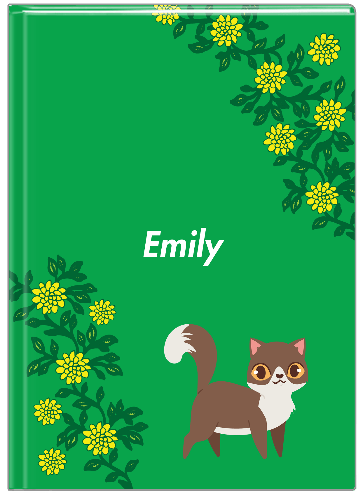 Personalized Cats Journal XI - Green Background - Cat II - Front View