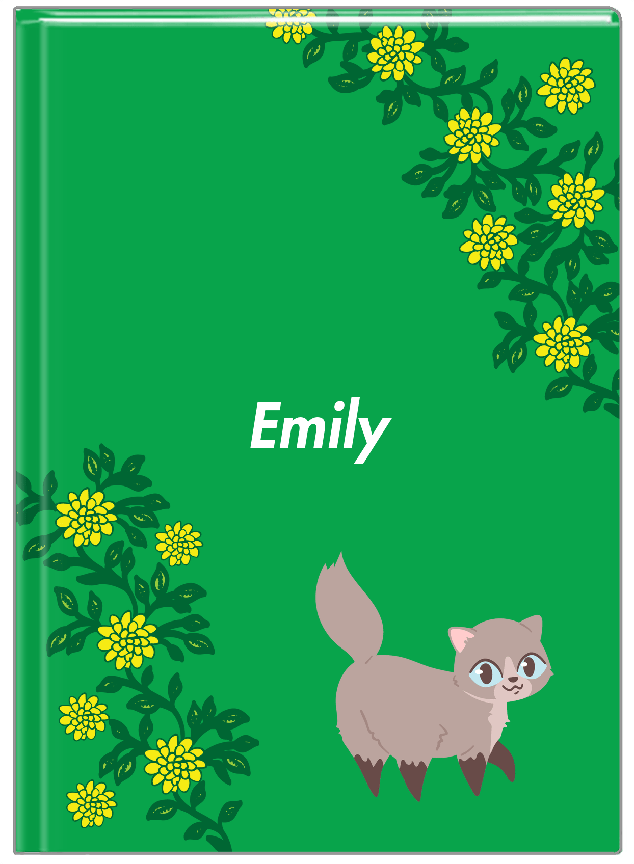 Personalized Cats Journal XI - Green Background - Cat III - Front View