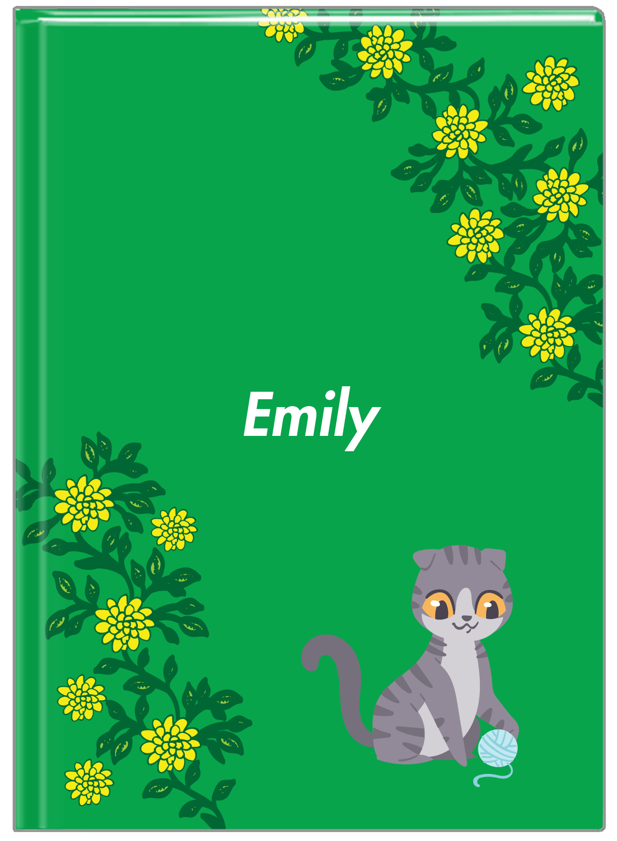 Personalized Cats Journal XI - Green Background - Cat IV - Front View