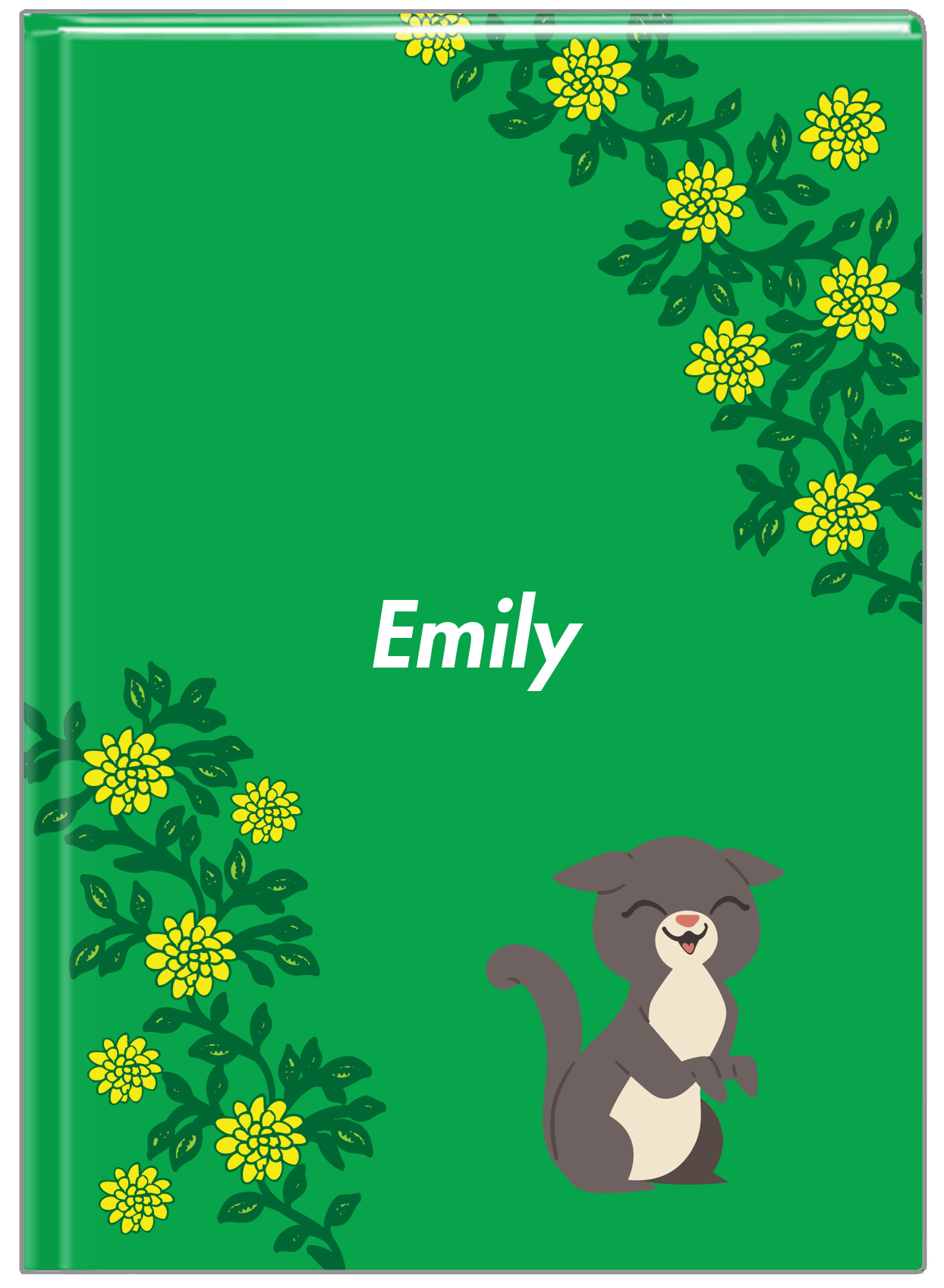 Personalized Cats Journal XI - Green Background - Cat V - Front View