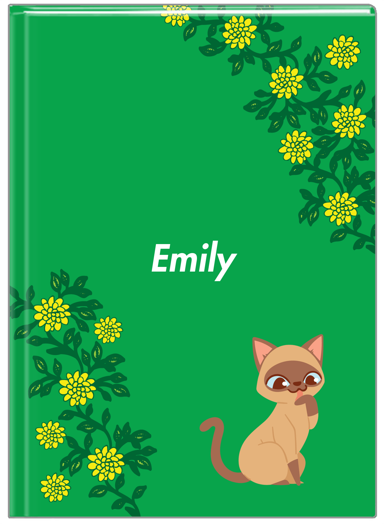Personalized Cats Journal XI - Green Background - Cat VIII - Front View