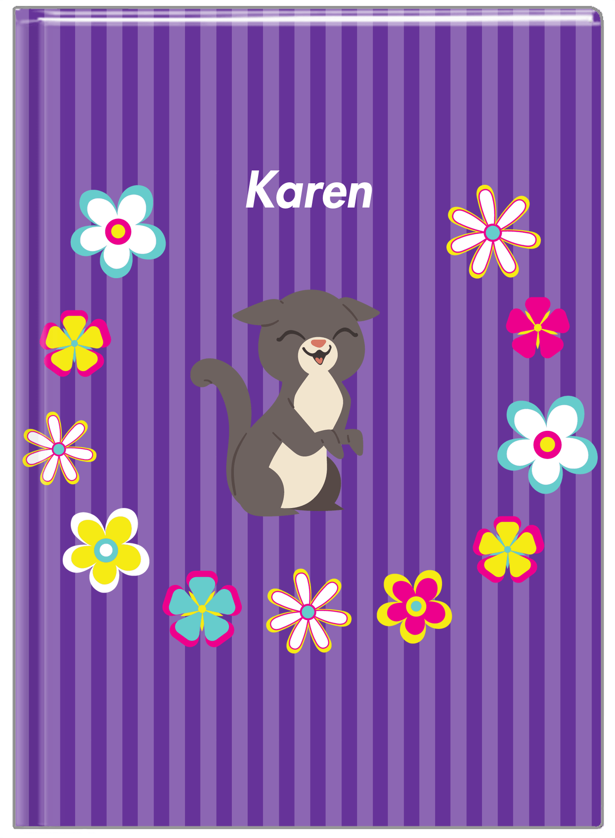 Personalized Cats Journal XII - Purple Background - Cat V - Front View