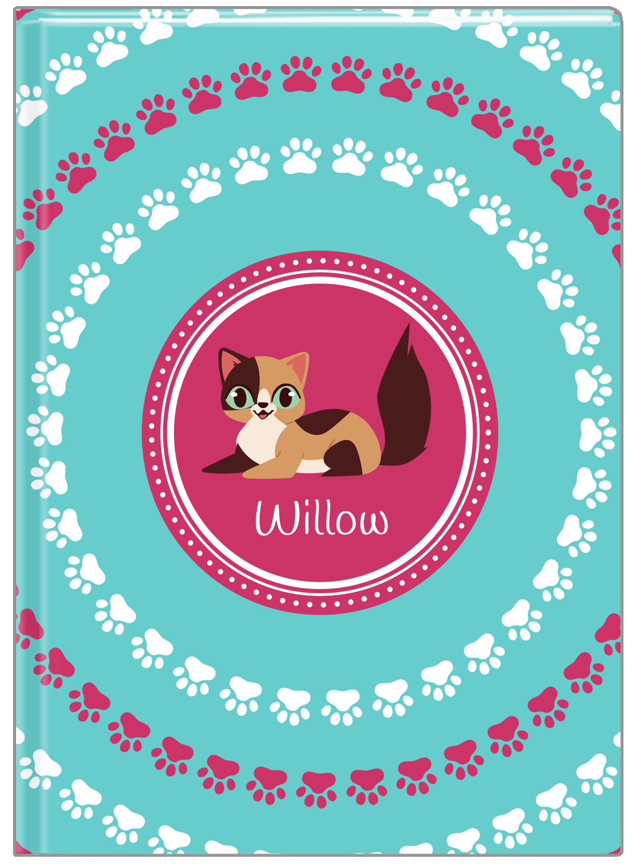 Personalized Cats Journal XV - Teal Background - Cat I - Front View