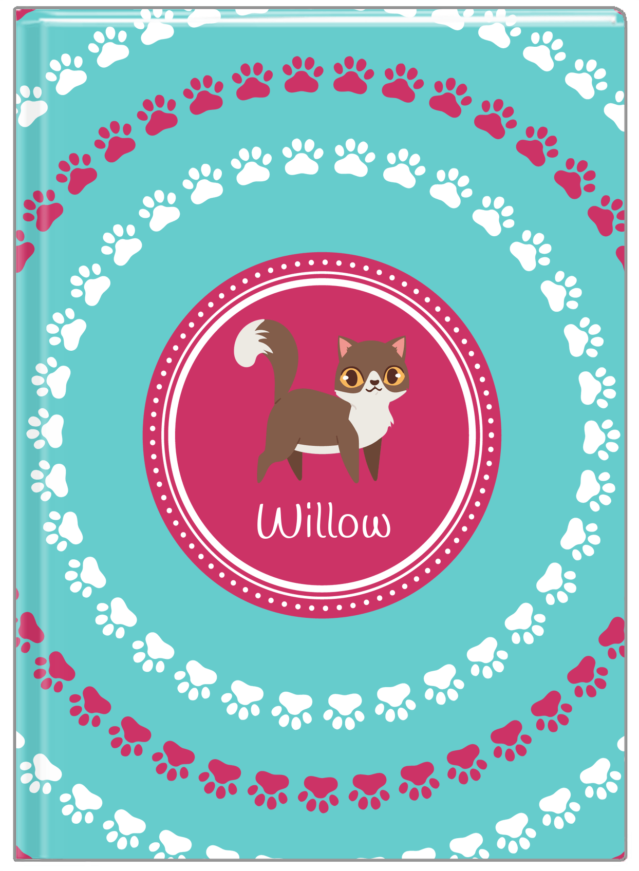 Personalized Cats Journal XV - Teal Background - Cat II - Front View