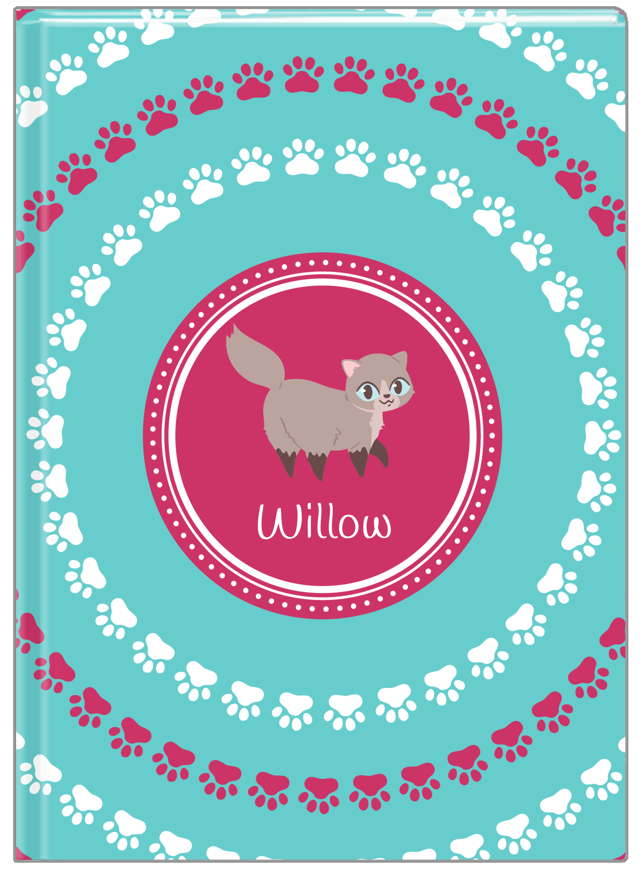 Personalized Cats Journal XV - Teal Background - Cat III - Front View