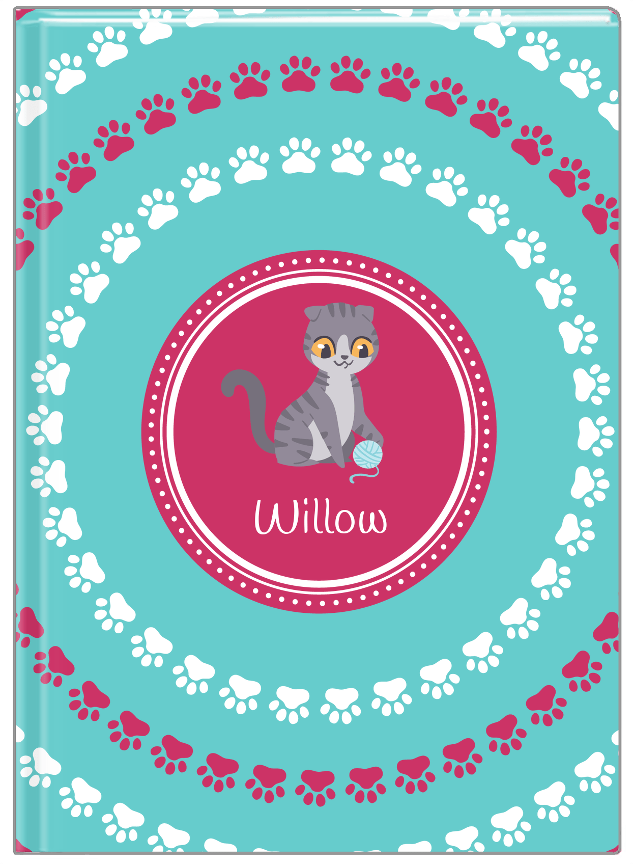 Personalized Cats Journal XV - Teal Background - Cat IV - Front View