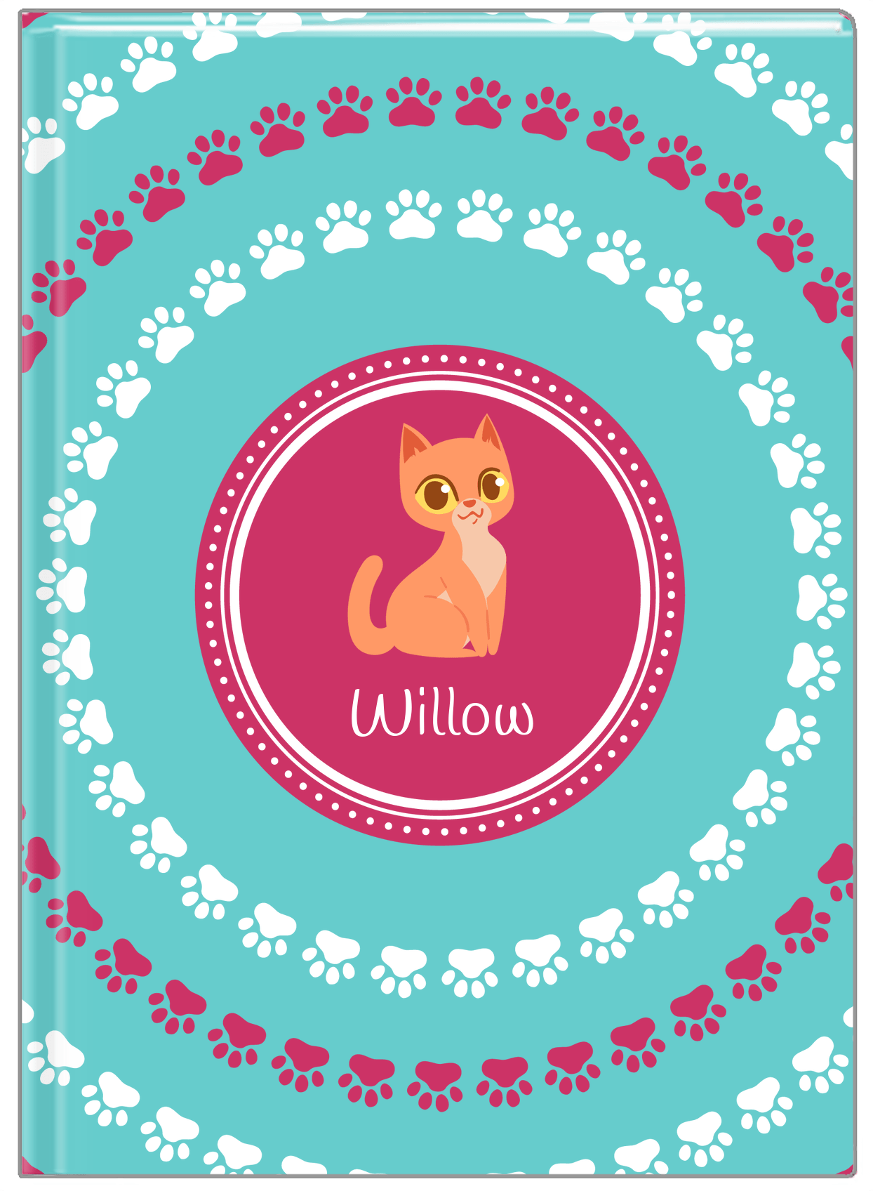 Personalized Cats Journal XV - Teal Background - Cat VII - Front View