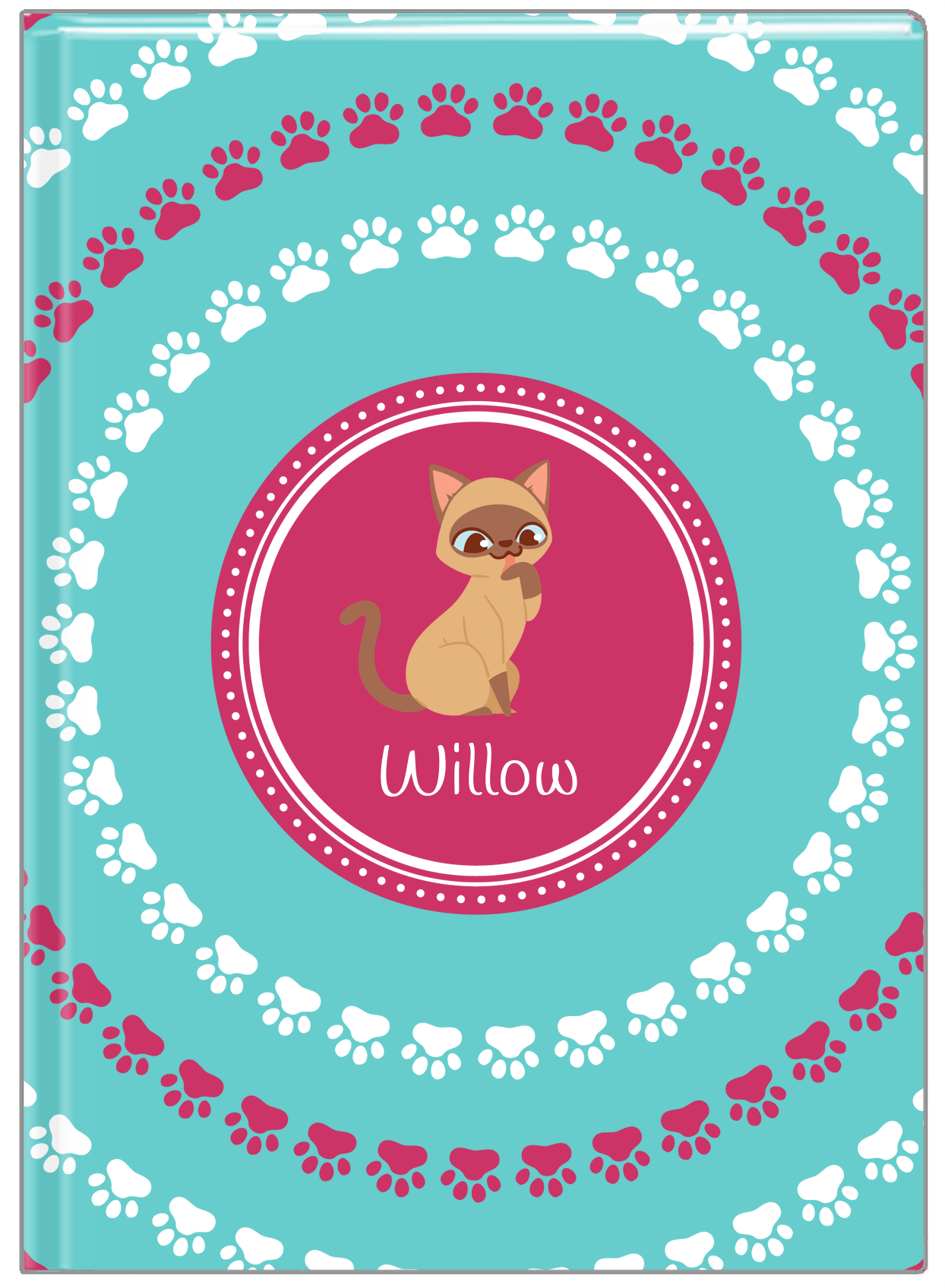 Personalized Cats Journal XV - Teal Background - Cat VIII - Front View
