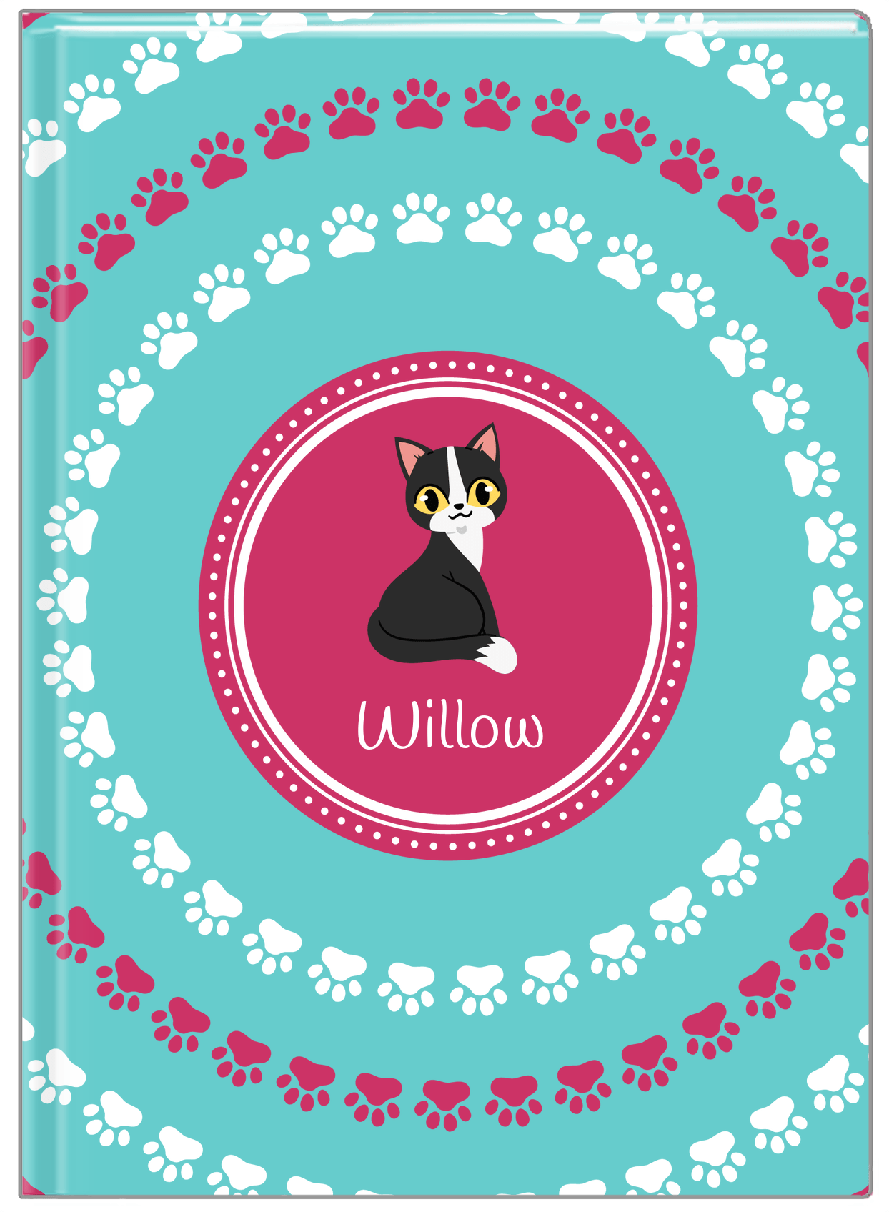 Personalized Cats Journal XV - Teal Background - Cat IX - Front View
